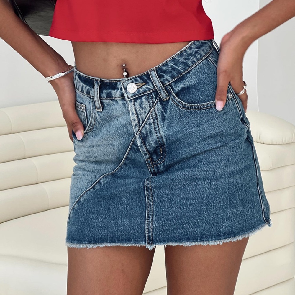 Princess Polly Jellicoe Spliced Denim Skirt Multiple Wash